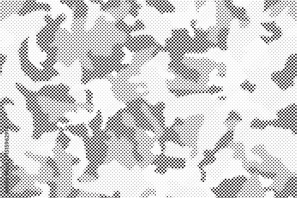 Poster Seamless camouflage pattern. Repeating digital dotted hexagonal camo military texture background. Abstract modern fabric textile ornament. Vector illustration.