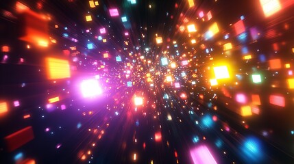 Futuristic Abstract Spacescape Featuring a Glowing Square of Light in a Cosmic Environment