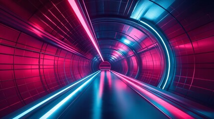 Cyberpunk industrial corridor with neon lights. Generative AI