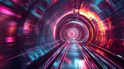 Cyberpunk industrial corridor with neon lights. Generative AI