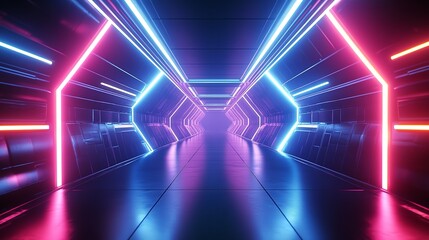 Neon Tunnel - Abstract Digital Artwork