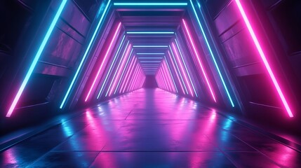 Neon Tunnel - Abstract Digital Artwork