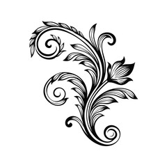 Fototapeta premium Elegant black and white floral flourish vector design suitable for various decorative applications