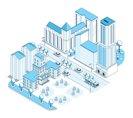 University in the city center - vector isometric illustration