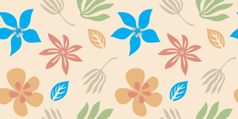 Abstract floral art seamless pattern. Trendy contemporary floral nature shape background illustration. Natural organic plants leaves prints artwork wallpaper. Vintage spring
