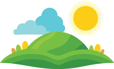 Fototapeta premium Summer hill with bright sun