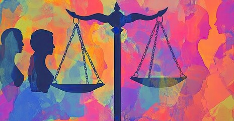 Equality scales; diverse women's silhouettes