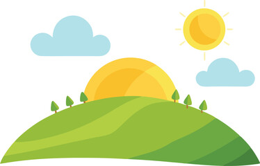 Summer hill with bright sun
