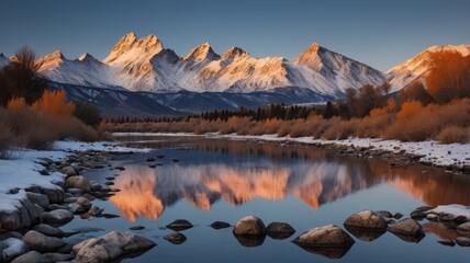 Majestic Teton Range Sunrise Breathtaking Winter Landscape