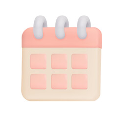 Calendar icon 3D Web Vector Illustrations isolated on light background.minimal design,3d