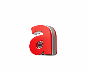 Vibrant Red Small Letter a Gleams With Its Sleek Metallic Design With Sharp Edges 3D Illustration