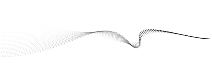 Gordijnen Flowing dot particles wave pattern halftone black gradient smooth curve shape isolated on transparent background. Vector in concept of technology, science, music, modern. © korkeng
