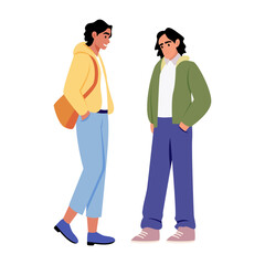 Fototapeta premium A flat style illustration showing friends talking