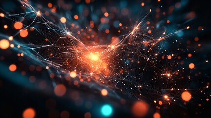 Futuristic Particle Network Design with Glowing Connections and Dynamic Vector Grid