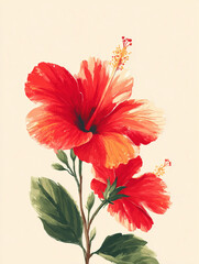  Red hibiscus close-up