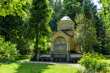 Fototapeta premium Chapel of St. Panteleimon and the Fountain of the Nine Jugovic Brothers. Serbia.