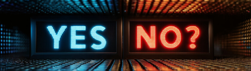 Digital decision-making screen yes or no in business strategy