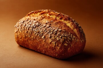 Freshly baked multigrain loaf bread kitchen food photography warm close-up