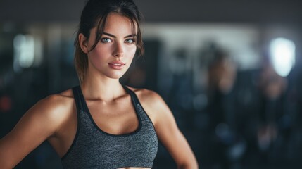 Fit young woman in sportswear smiling while working out on a crosstrainer during an exercise session in a health club 