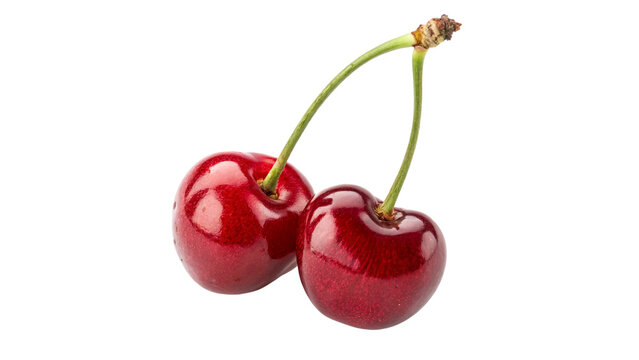 Fresh Red Cherries on a White Background Showing Natural Sweetness Isolated on transparent Background