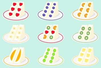 いろいろなフルーツサンドのポストカード