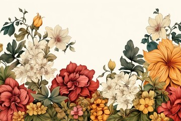 Fototapeta na wymiar Vintage flower pattern plant art.