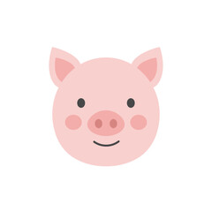 Simple flat illustration of a pink pig's face with a white background