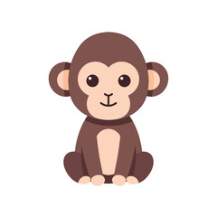 Obraz premium Cute cartoon monkey character smiling with simple background, ideal for children's media