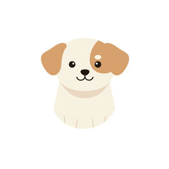 Cartoon illustration of a white and brown puppy with a happy expression
