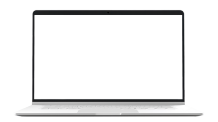 laptop with blank screen for copy space isolated on white or transparent png