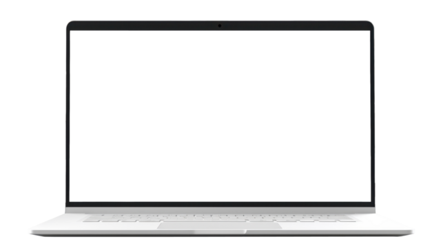 laptop with blank screen for copy space isolated on white or transparent png