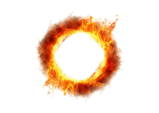 ring of fire and flames isolated on white or transparent png