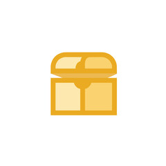 Open treasure chest overflowing with gold coins, set against a bright, simple background