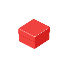 A vibrant red cube with a playful twist, set against a minimalistic white background