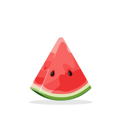 Illustration of a watermelon slice, with light pink flesh and black seeds against a white background