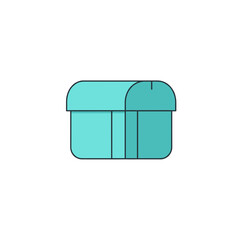 Aqua chest outline illustration on a white background, graphic design, treasure, simple
