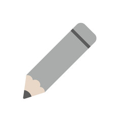 Simplified gray pencil with rounded edges is angled on a white background