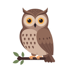 An illustration of an owl looking straight ahead, with yellow eyes on a white background
