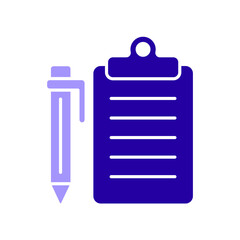 Icon a paper and pen, isolated against a clean background.