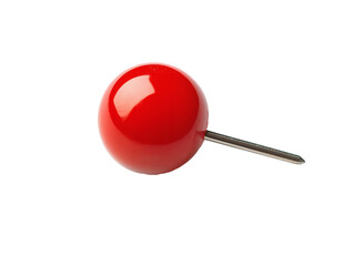Realistic red push pins. Attach buttons pinned office thumbtack and paper push pin vector. Stationery items. Paperwork equipment. Collection of secretary accessories on transparent or white background