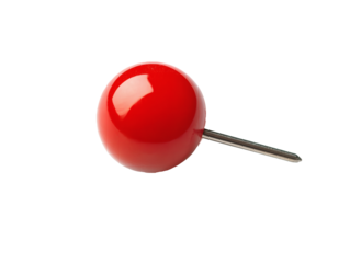 Realistic red push pins. Attach buttons pinned office thumbtack and paper push pin vector. Stationery items. Paperwork equipment. Collection of secretary accessories on transparent or white background