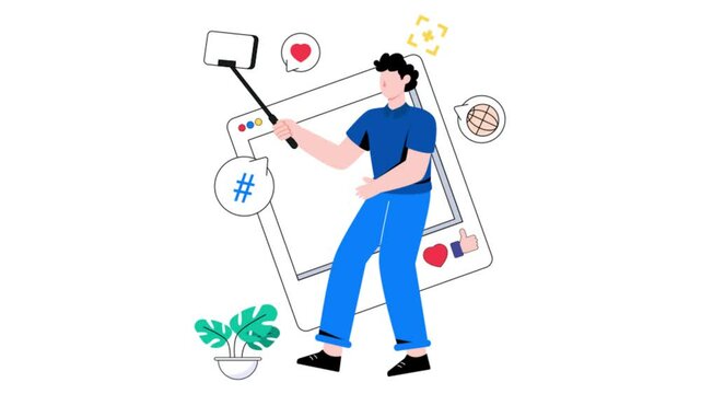 Selfie 2D Flat Animation