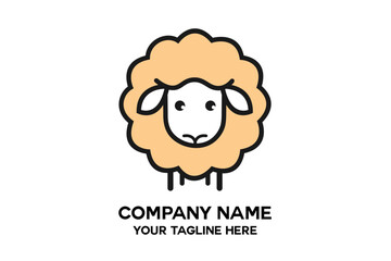cute thick fur sheep animal logo