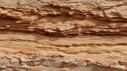 Eroded Sandstone Texture with Warm Beige and Terracotta Tones, Horizontal Layering, Grain Lines, and Dry Desert Stone Surface, Generated AI
