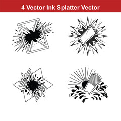 Set of spray paint design elements. Black and white isolated vector image of grunge.