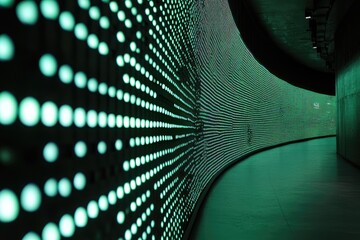 Curved wall of glowing dots