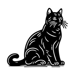 Obraz premium Cat black white logo icon design Halloween style