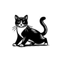 Cat black white logo icon design Halloween style