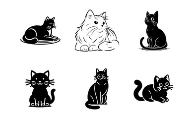 Naklejka premium Cat black white logo icon design Halloween style