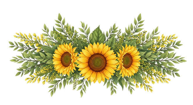 Watercolor Sunflowers and Greenery Garland